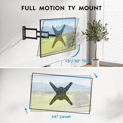 BONTEC TV Wall Mount - Full Motion Swivel Design for 26–65 Inch Screens | Heavy Duty Bracket, Max VESA 400x400, Holds 77 lbs