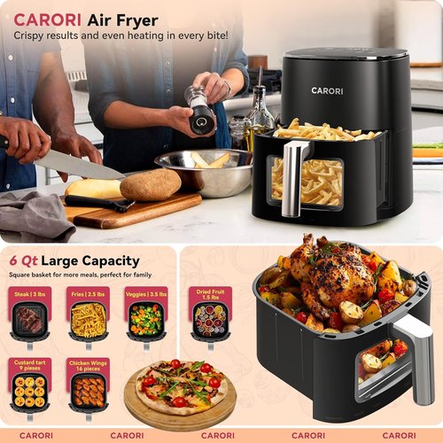 Air Fryer | 12 Presets with Viewing Window - 6Qt Capacity, 400℉ Max Crisp, Nonstick Basket