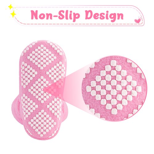 Pro Goleem Fleece Baby Booties, Warm Cozy Baby Slippers, Stay On Sock Shoes, Easy to Put on, Unisex Baby Gifts, Soft Non-Slip Adjustable Newborn Boots for Boys and Girls 6-12 Months, Pink