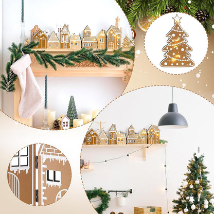 Retisee Christmas Gingerbread House Decorations Set - Foldable Design with LED Light & 2 Trees | Yellow