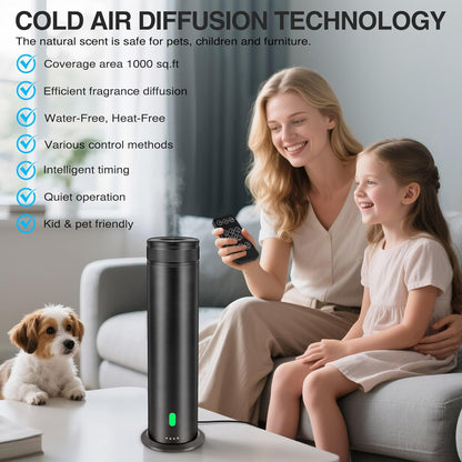 Skiennix Waterless Scent Diffuser Starter Kit - 800 Sq. In. Coverage with 5 Essential Oils & Remote Control