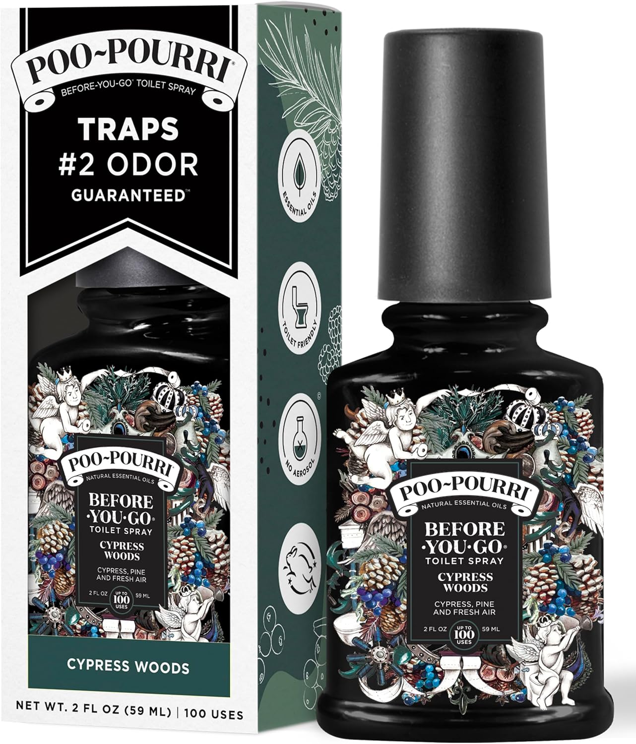 Poo-Pourri Before-You-Go Toilet Spray - Cypress Woods Scent, 2 Fl Oz | Freshen Up Your Bathroom