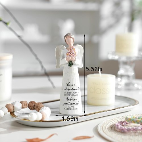 FESTGLOX Retirement Gifts for Women - Happy Retirement Angel Figurine | 5.3" Decor for Nurses & Teachers