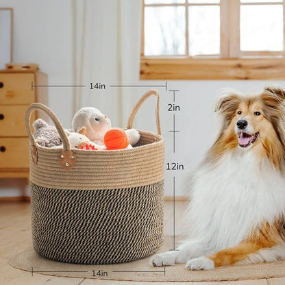 CHICVITA Wicker Laundry Basket - Stylish Storage Solution With Handles | 14" X 14" X 12" for Blankets, Toys, Clothes