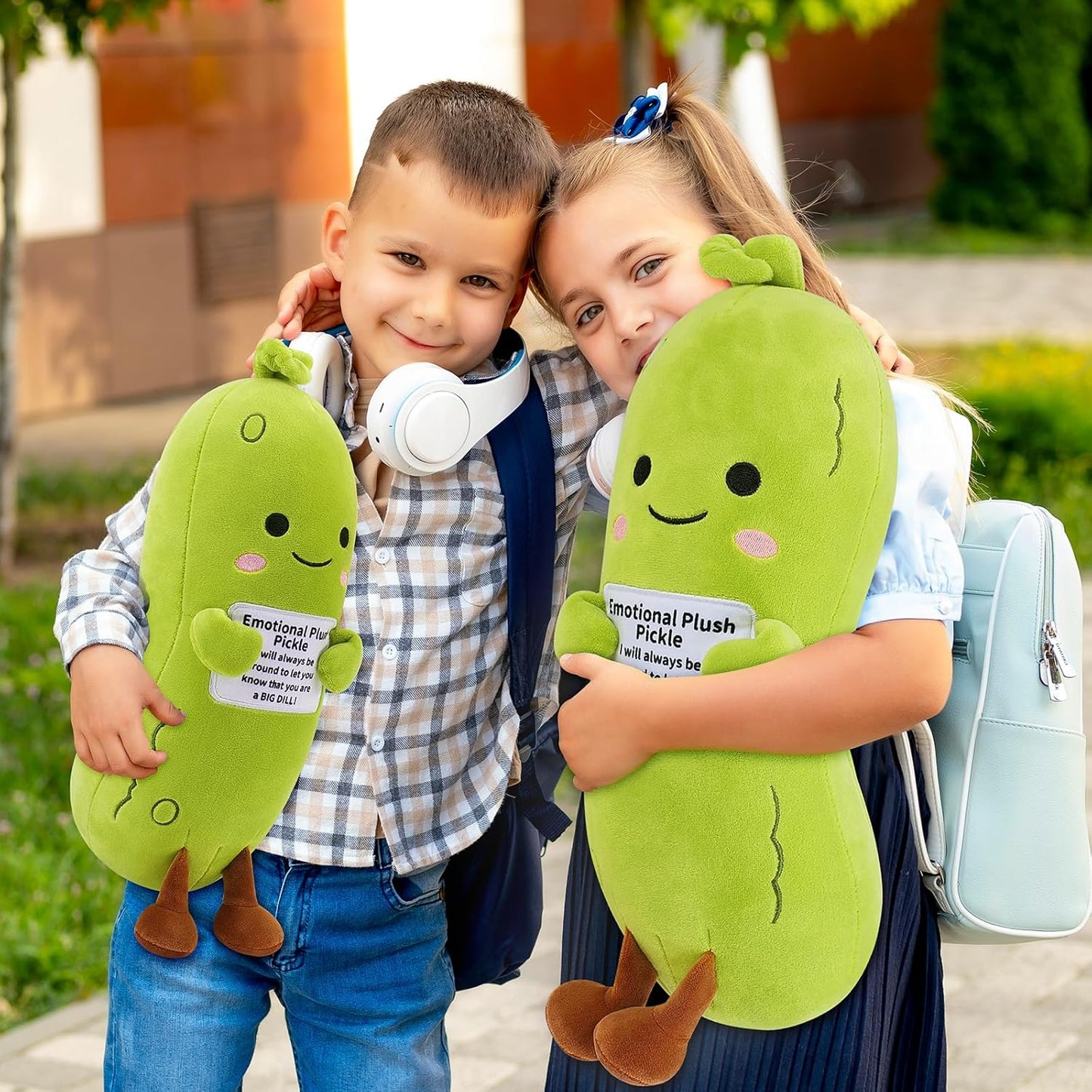 Skiennix Emotional Plush Pickle - 12.6” Kawaii Stuffed Animal with Positive Messages | Perfect Gift for Kids & Adults