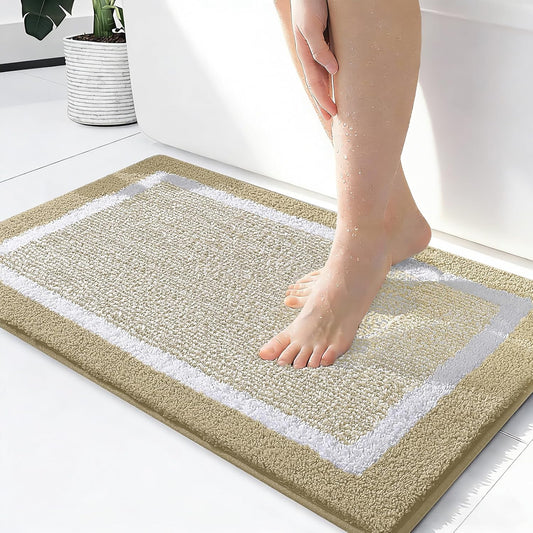 OLANLY Bathroom Rugs - Extra Soft Microfiber Bath Mat | Non-Slip, Quick Dry, 24x16, Beige