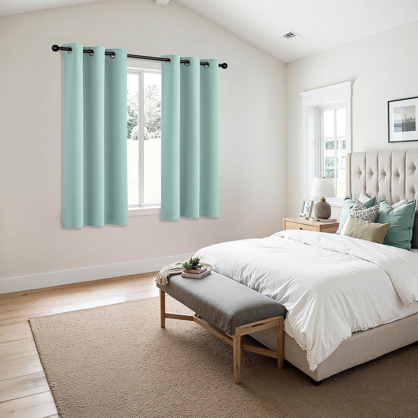 MIULEE Aqua Blackout Curtains - Thermal Insulated Room Darkening Drapes | 63-Inch Length, 2 Panels