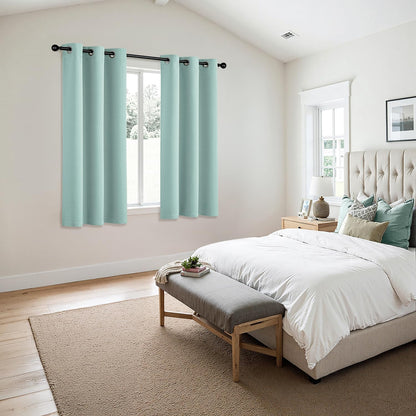 MIULEE Aqua Blackout Curtains for Bedroom Living Room 45 Inches Long 2 Panels, Thermal Insulated Room Darkening Drapes Solid Grommet Noise Reduction Light Blocking Window Treatments 40x45 Inch