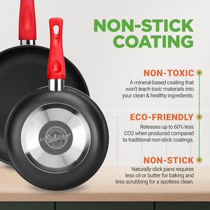 NutriChef 21-Piece Nonstick Cookware Set - Heat Resistant, PTFE/PFOA Free | Includes Pots, Pans & Bakeware