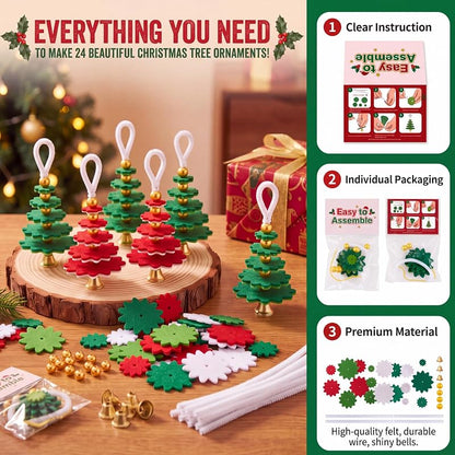 Hollowfly 50-Piece Felt Christmas Ornament Craft Kit - DIY Holiday Ornaments, Easy to Assemble, Includes Instructions (Variation: 50)
