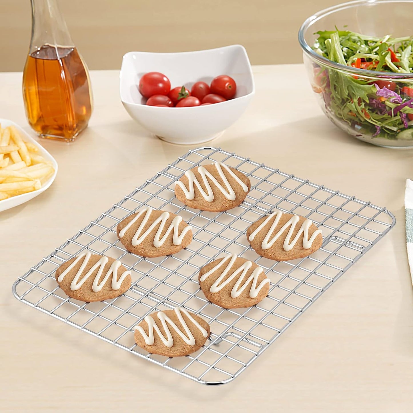 TeamFar Mini Cooling Rack Set of 2 - Stainless Steel Baking Racks for Toaster Ovens | 8.75’’ x 6.25’’