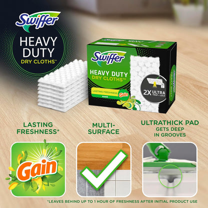 Swiffer Sweep + Mop Dry Pads Refill - Heavy Duty Floor Cleaner for Dirt & Dust | 40ct Gain Scent
