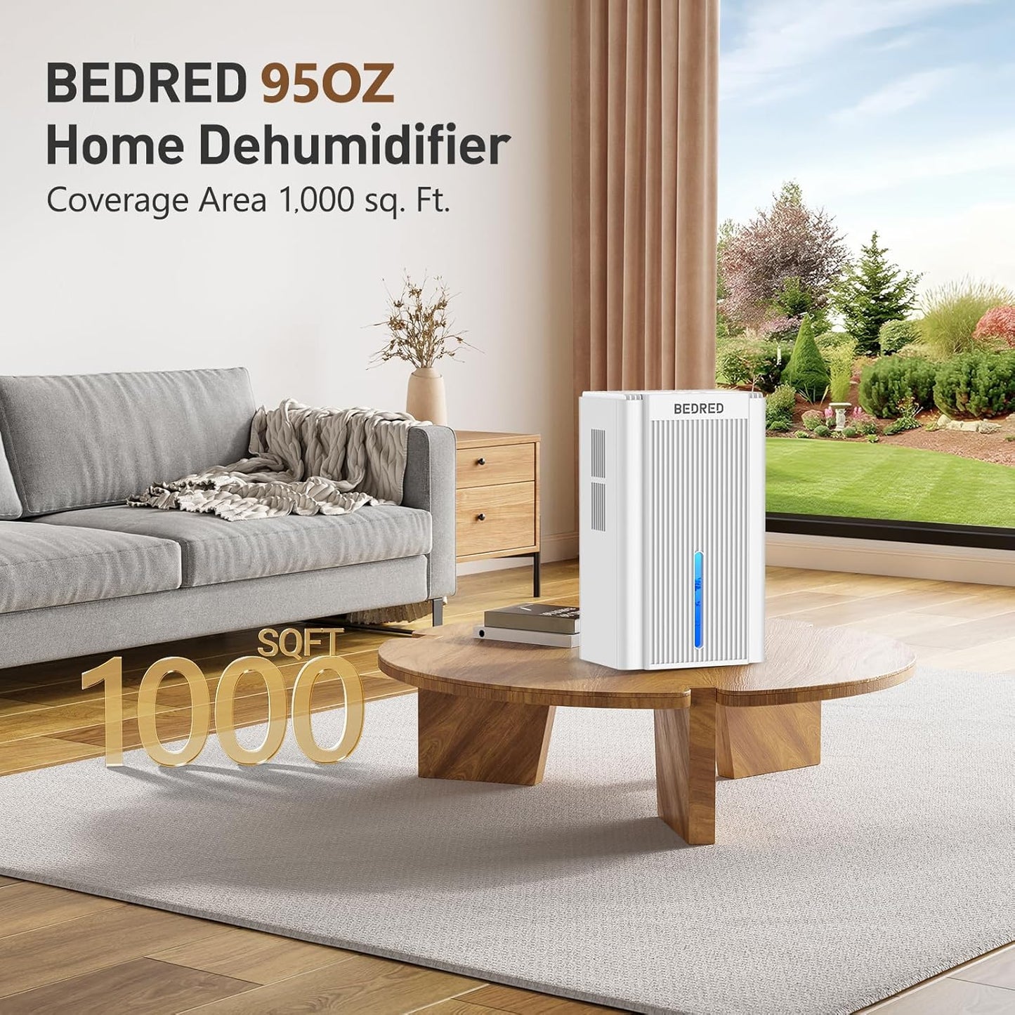 Dehumidifier 95OZ by [Brand Name] - Quiet 1000 Sq.Ft Home Solution with Auto Shut Off & 7 Color Ambient Light | Ideal for Living Room, Bedroom, Basement