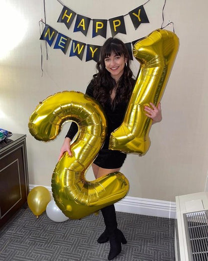 Gold Number 12 Balloon - 40 Inch Golden Birthday Decoration for 12th Year Celebration