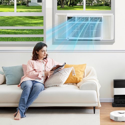 8000 BTU Window Air Conditioner with WiFi, Window AC Unit 110-115V Cools Up to 350 Sq. Ft., Energy Saving with Remote & App Control & Timer Function, Perfect for Small Rooms, Living Room, Office