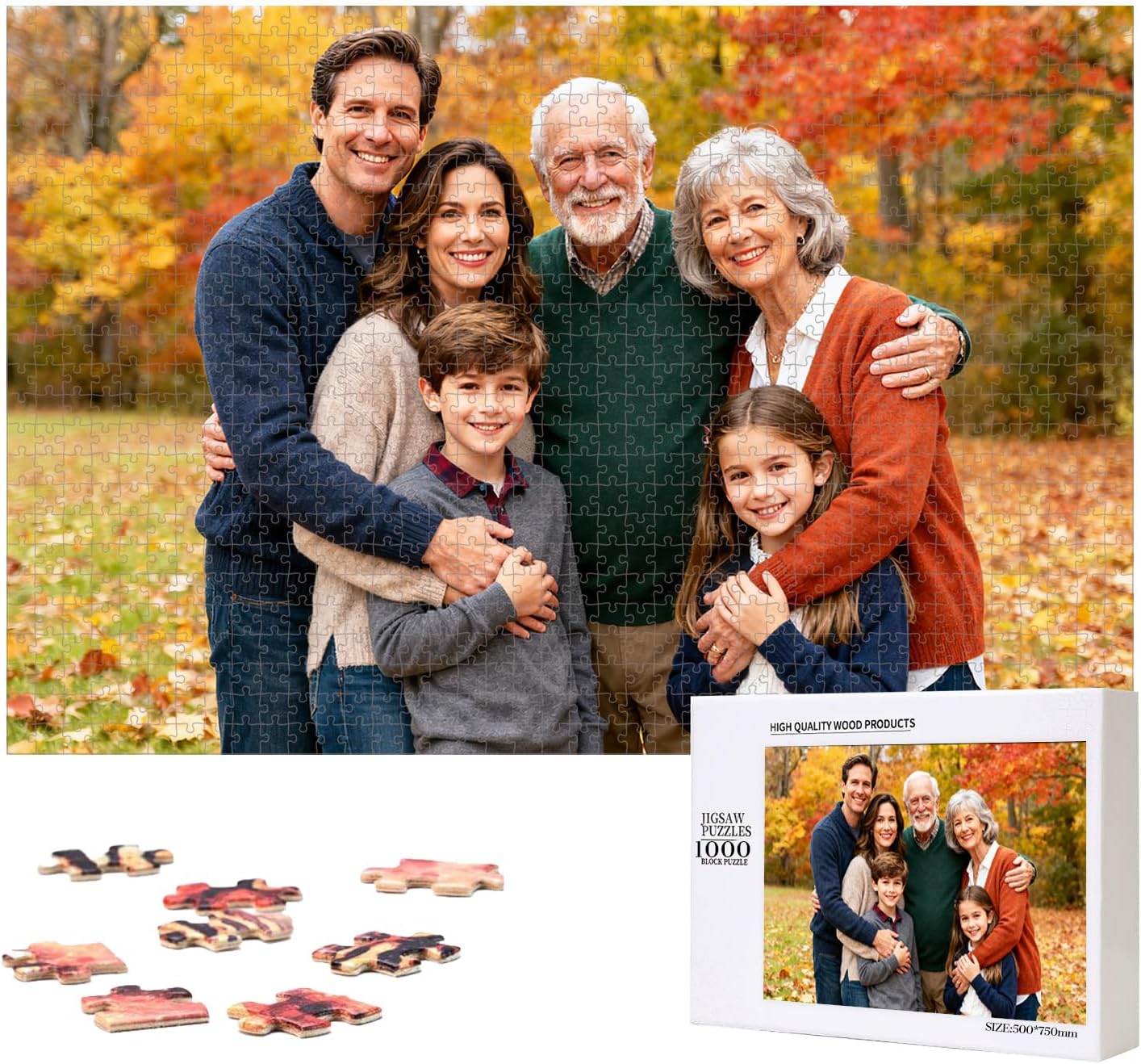 Skiennix Custom 1000-Piece Puzzle - Personalized Family Photo Gift for Christmas, Birthdays & Weddings