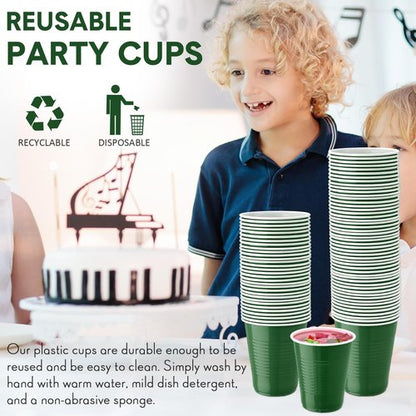 Zopeal 200 Pcs Plastic Cup Bulk 18 oz Disposable Tumblers Wedding Hard Plastic Party Wine Cups Fancy Beverage Drinking Soda Cocktail Glasses for Wedding Birthday Christmas(Green)