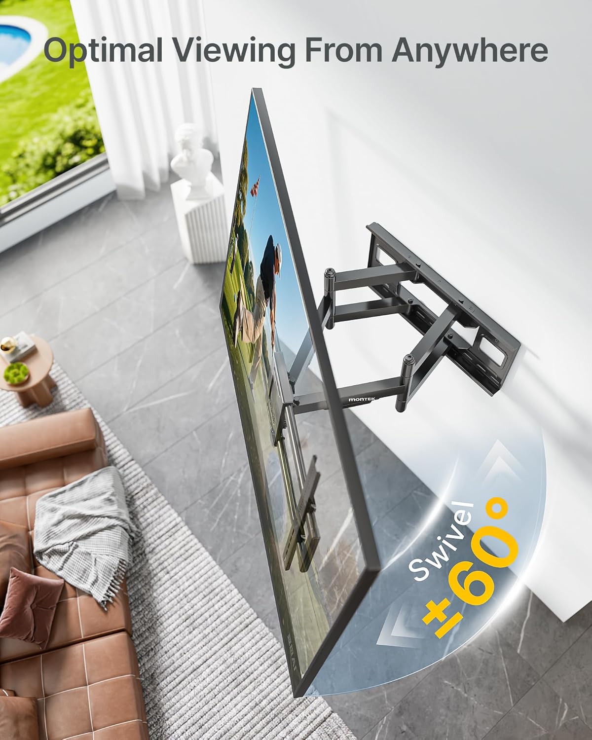 monTEK Heavy Duty XXL Full Motion TV Wall Mount - Fits 60-120 Inch TVs, Holds 265 lbs, Swivel & Tilt