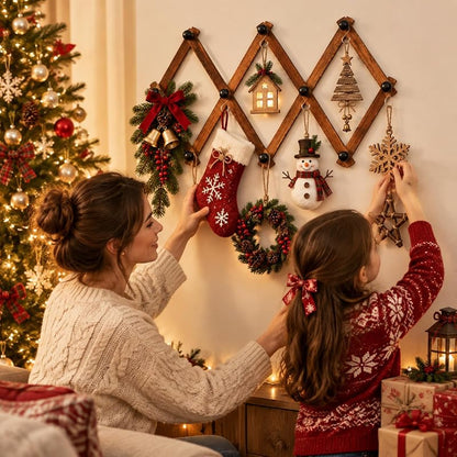 Wall-M-mounted 2-Pack Christmas Ornament Display Racks with S Hooks