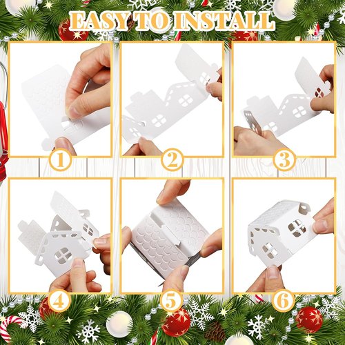 Chunful 20 Pack Christmas Village Houses Set - White Winter Decor with Lights & Trees for Holiday Scenes
