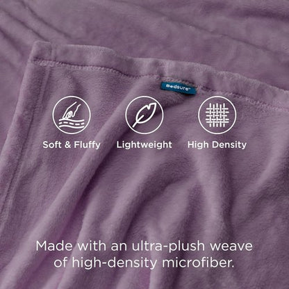 Bedsure GentleSoft Fleece Blanket - Lightweight Plush Cozy Twin Size Fog Purple, 60x80 Inches