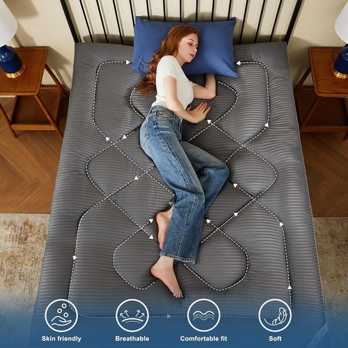 BEDLORE Queen Mattress Topper - Thick Pillow Top Pad for Back Pain Relief | Cooling Soft Cover with Deep Pockets