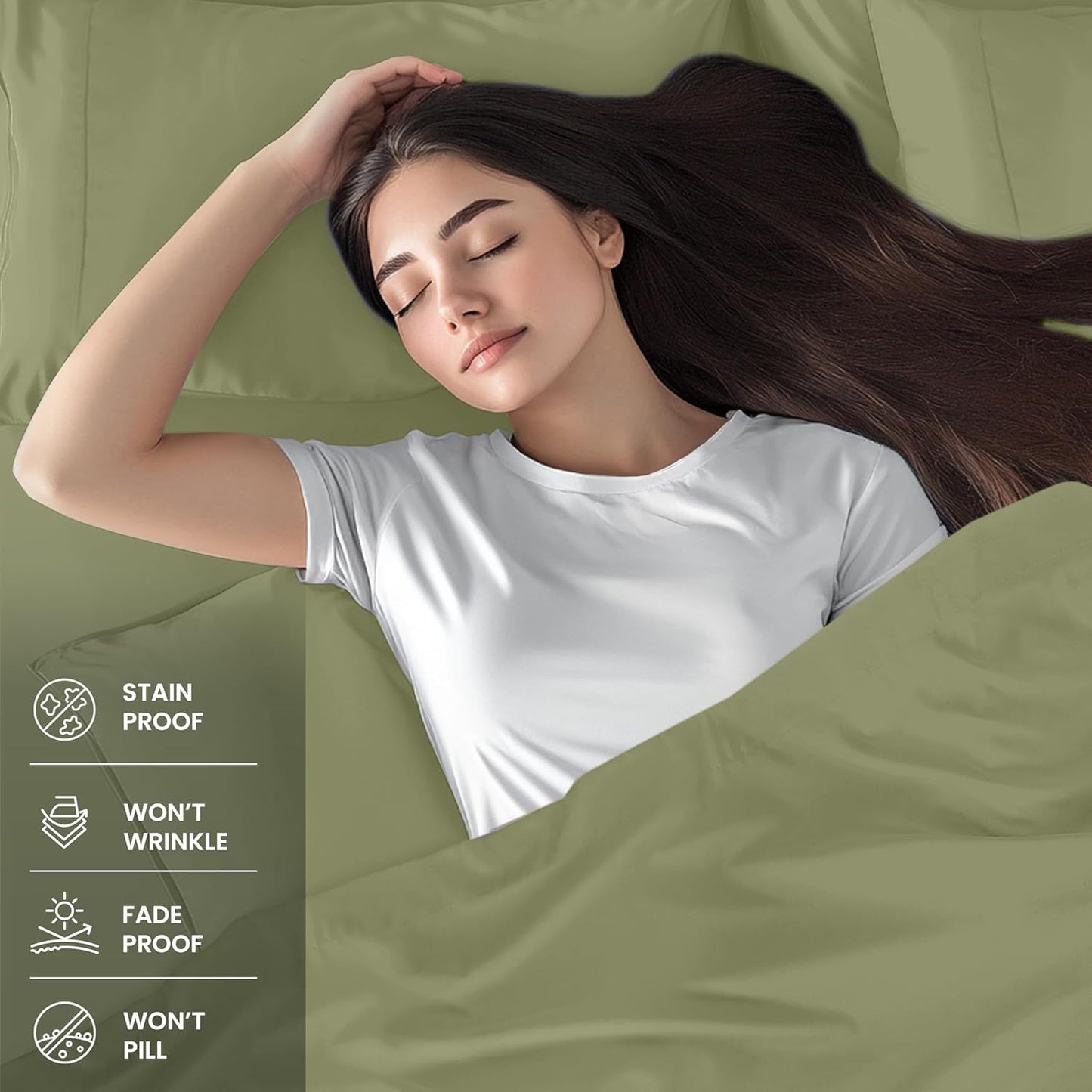Utopia Bedding Queen Size Sheet Set - Soft & Breathable Microfiber, 4-Piece in Olive | Oeko-Tex Certified