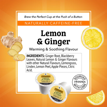 Twinings Lemon & Ginger Herbal Tea 72 K-Cup Pods for Keurig, 12 Count (Pack of 6), Tangy & Spicy, Naturally Caffeine-Free, Enjoy Hot or Iced