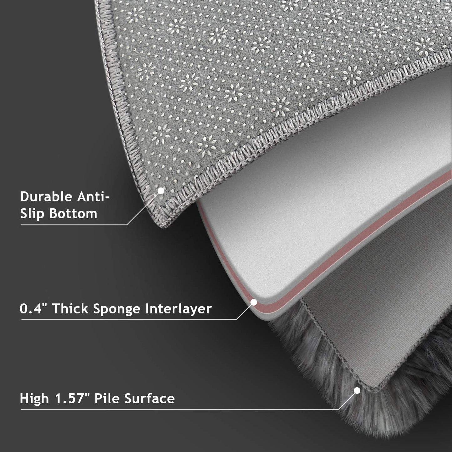 Ophanie Soft Fluffy Shaggy Area Rug - Aesthetic Tie-Dyed Black & Light Grey | 4x6 Ft for Bedroom, Living Room, Nursery