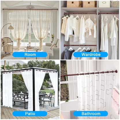 TEECK Shower Curtain Rod, 32-92 inch Adjustable Spring Tension Curtain Rod, Never Rust Anti-Slip Shower Curtain Rod for Bathroom, No Drilling, Never Collapse, Easy to Use, Brown