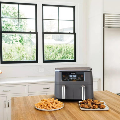 Ninja DZ201 Foodi 6-in-1 Air Fryer - 8-Quart Capacity with DualZone Technology | Dark Grey Stainless Finish