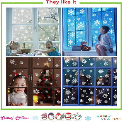 Afmivs Christmas Window Clings - 321PCS Snowflake Stickers for Holiday Decor | 9 Sheets for Indoor Use