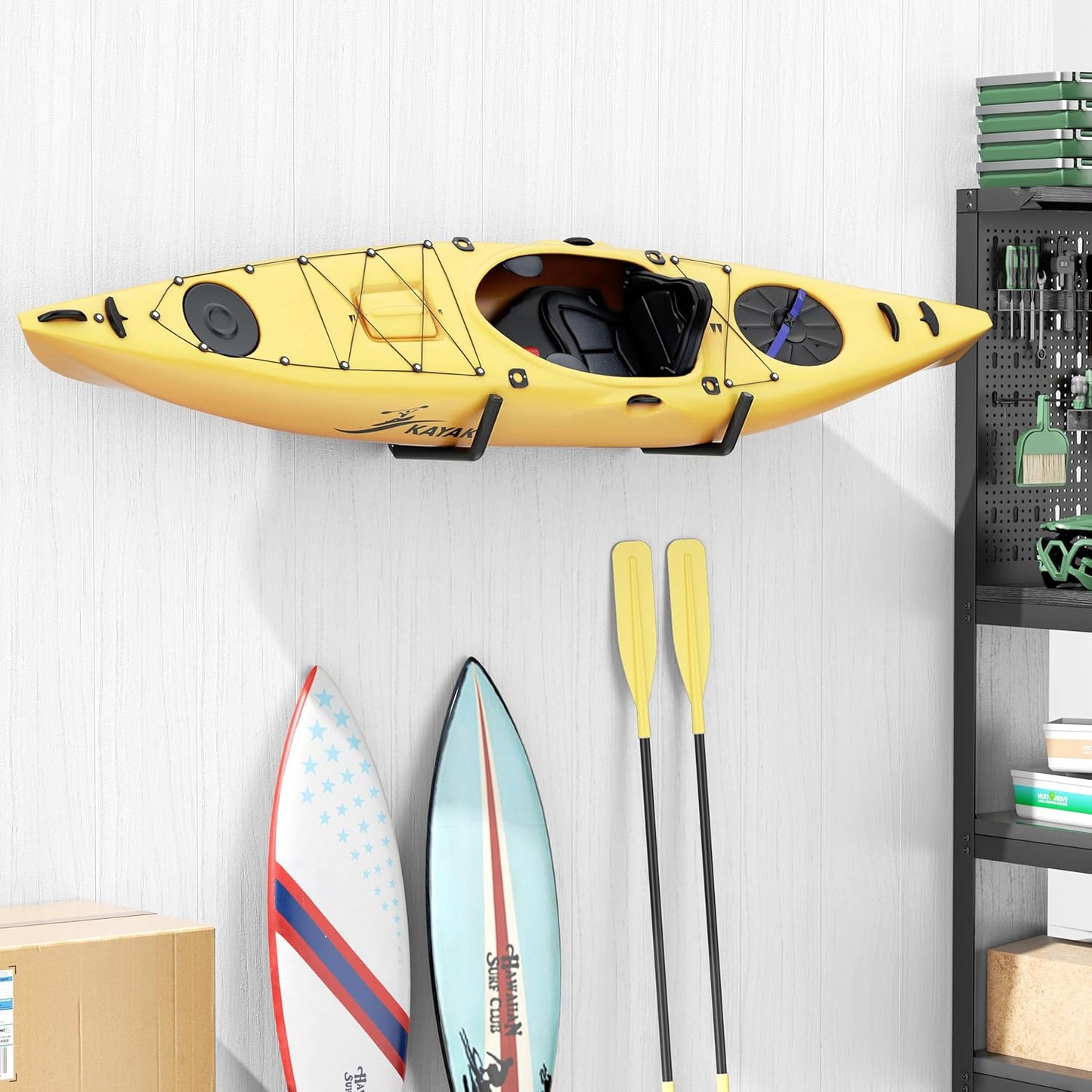 Niffgaff Heavy Duty Garage Storage Hooks - 120 LB Capacity Wall Mounted Rack for Kayaks, Ladders & Bikes