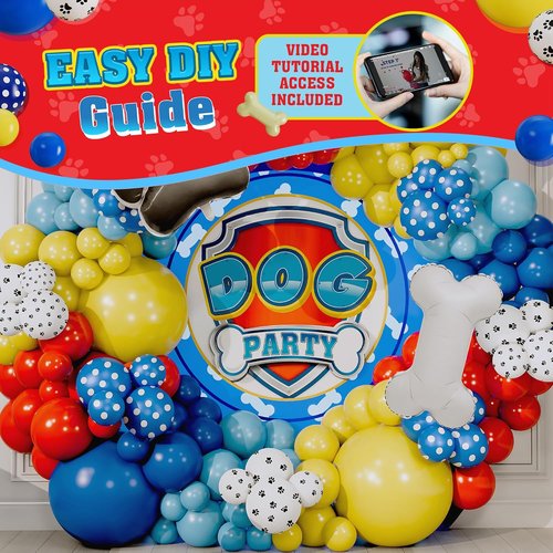 ALL-IN-1 Paw Balloons Garland Arch Kit - Bonus Dog Bone & Paw Print Balloons for Birthday Decorations | Perfect for 3rd Birthday Party