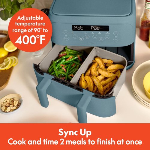 Bella 4 Qt TriZone Air Fryer - EverGood™ Ceramic Nonstick, Dual Basket Design | Digital Touchscreen, 6 Presets