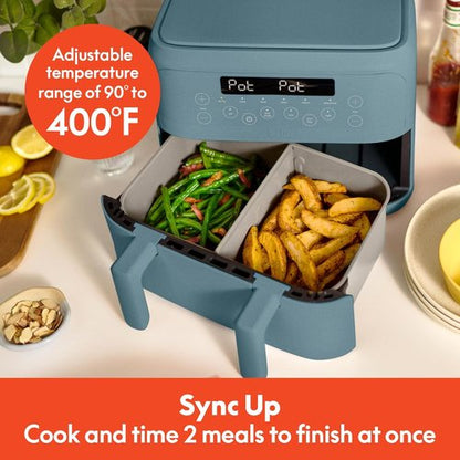 Bella 4 Qt TriZone Air Fryer - EverGood™ Ceramic Nonstick, Dual Basket Design | Digital Touchscreen, 6 Presets