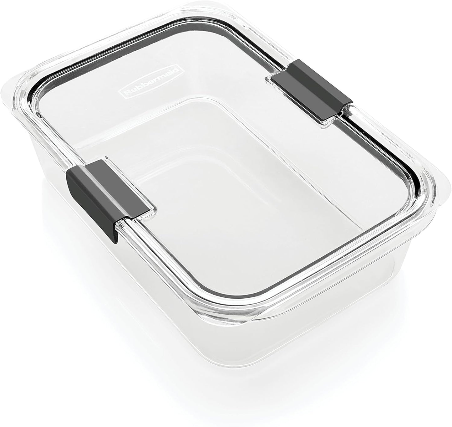 Rubbermaid Brilliance Glass Food Storage Containers Set - 4 Containers & Lids + 9.6 Cup Large Container