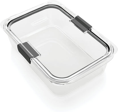 Rubbermaid Brilliance Glass Food Storage Containers Set - 4 Containers & Lids + 9.6 Cup Large Container