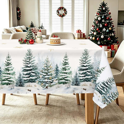 Christmas Forest Pine Snowflake Rectangle Table Cloth 60x84 Inch - 60x84in