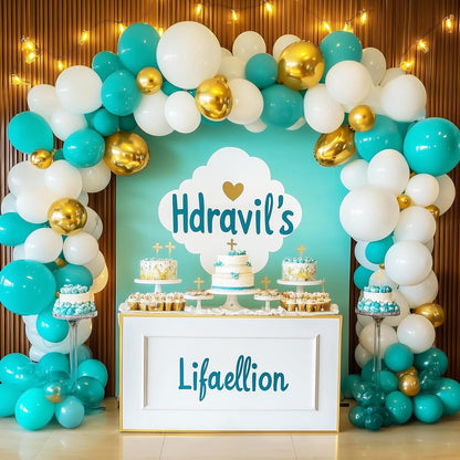 RUBFAC Teal Blue Balloons - 129-Piece Latex Garland Set for Birthday, Wedding & Baby Showers | 5-18 Inch Sizes