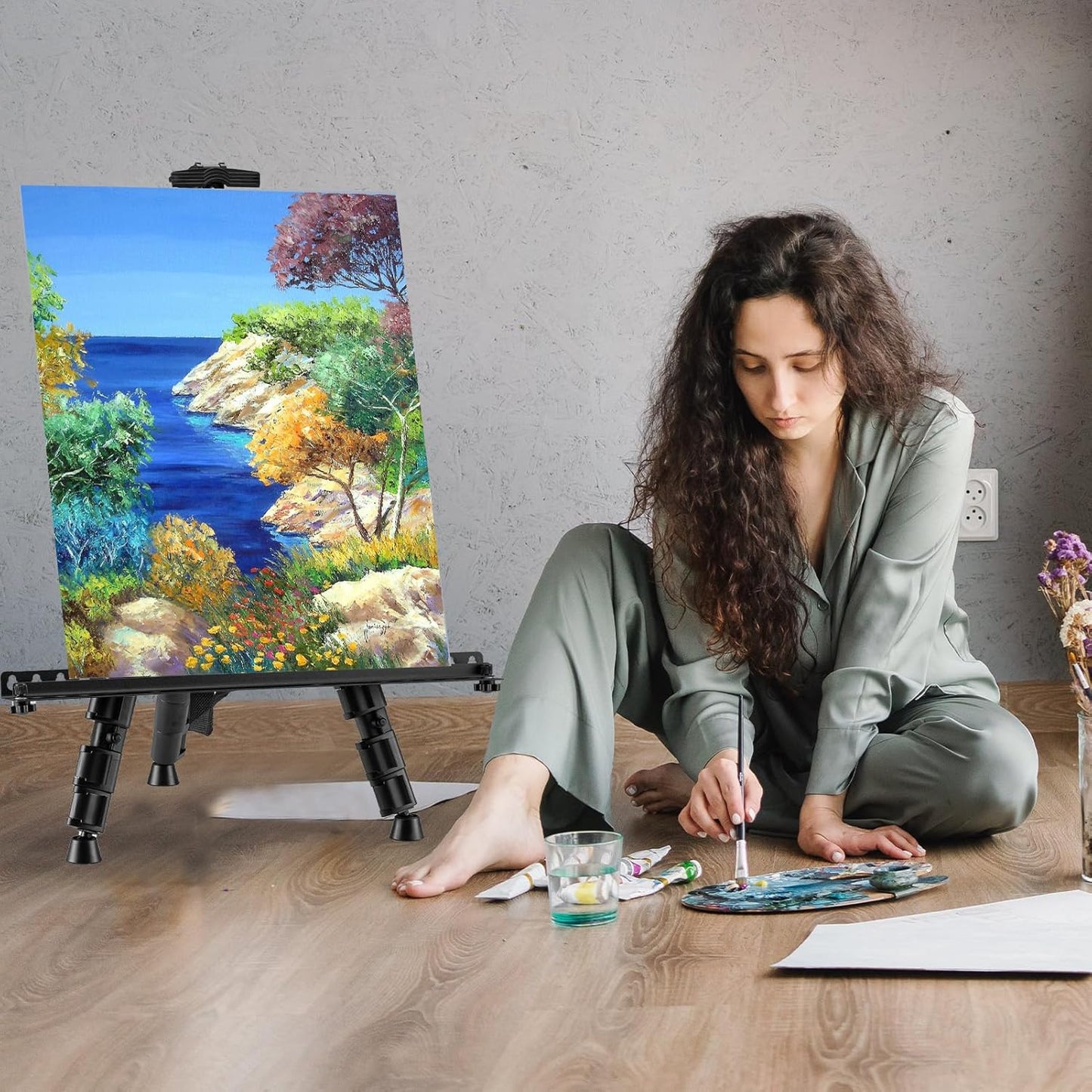 Regine Switzerland Adjustable Art Easel - 66 Inch Folding Aluminum Stand for Painting & Display