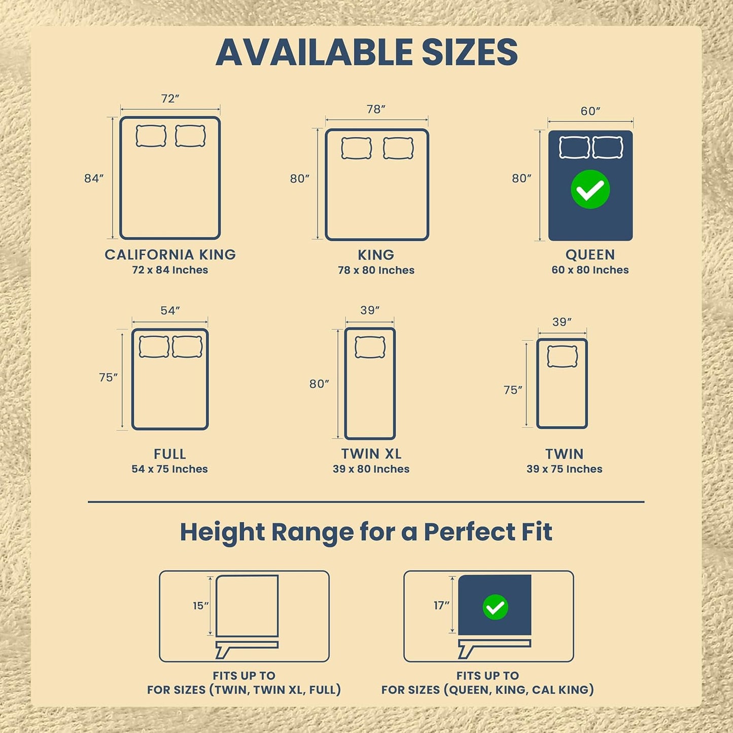 Utopia Bedding Queen Size Mattress Protector - Waterproof Terry Cover, Soft & Breathable, 17" Deep Pockets | Beige