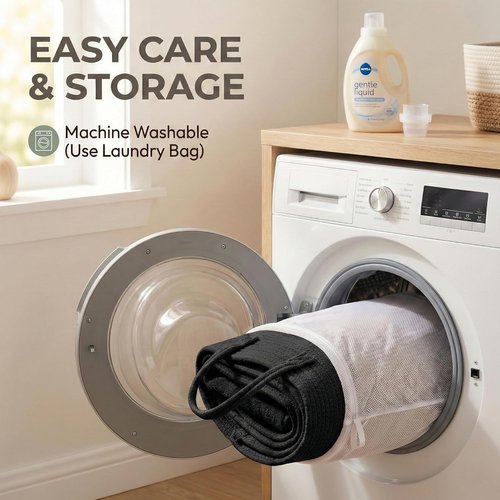 JMvicyroam Extra Large Blanket Basket - Woven Cotton Rope Laundry Hamper with Reinforced Handles | Machine Washable, Black