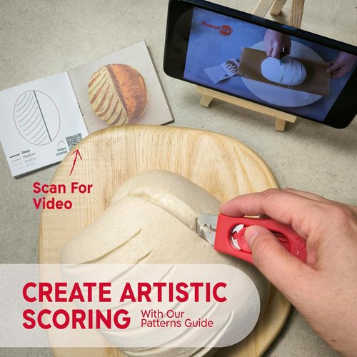 KneadAce Bread Lame - Upgraded Magnetic Dough Scoring Tool with 5 Razor Blades & Patterns Booklet