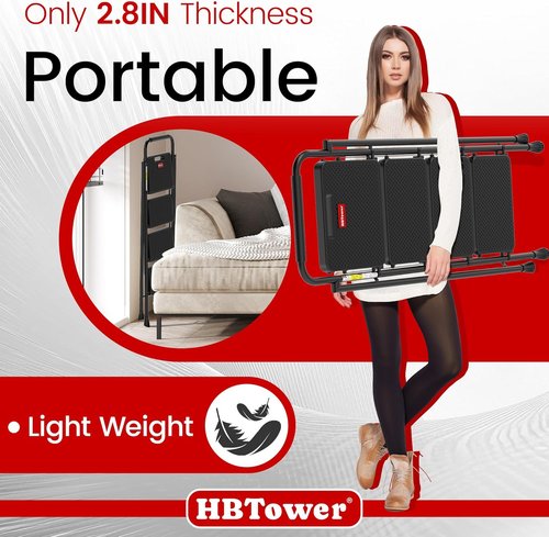 HBTower Step Ladder - Foldable 4-Step Stool with Wide Anti-Slip Pedal for Home Use