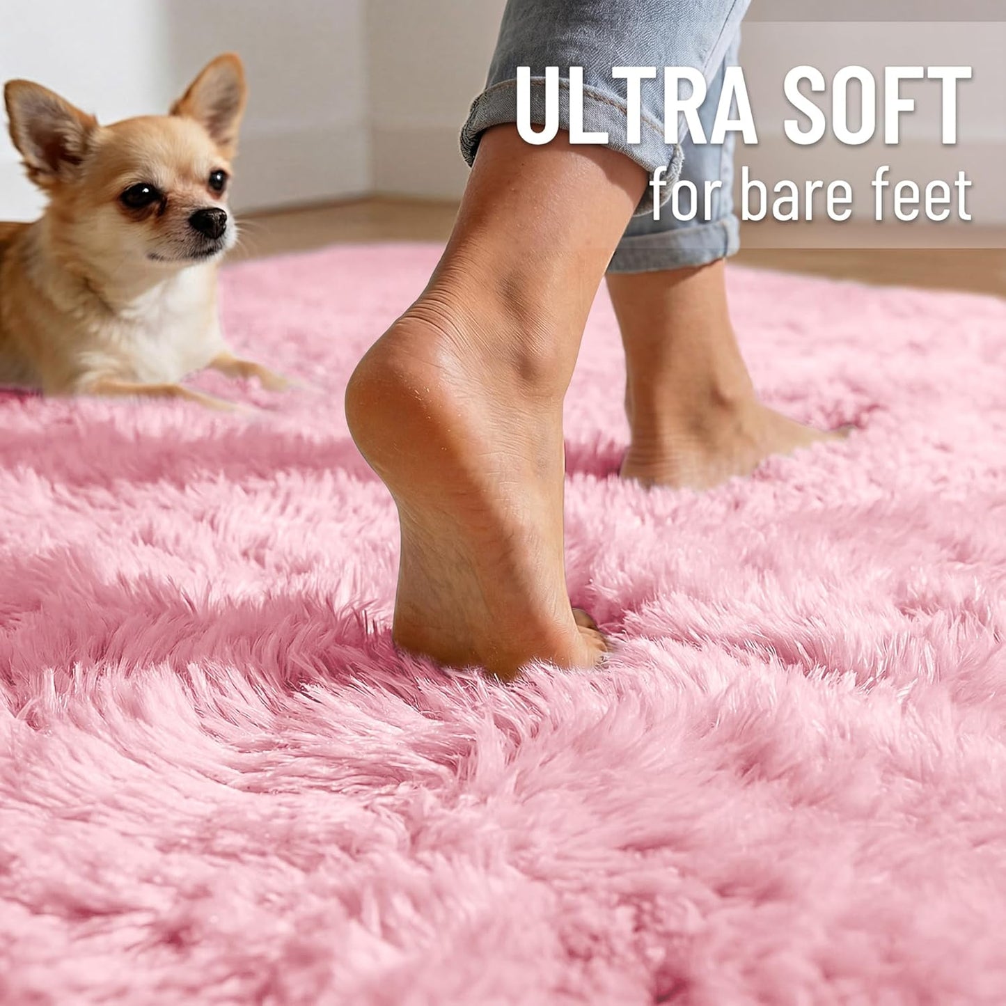 OLANLY Runner Rugs - Soft, Machine Washable Shaggy Carpet for Hallway & Bedroom | Pink 2x8 ft