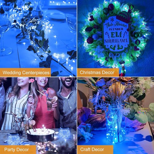 Btfarm 6 Pack Fairy Lights - Battery Operated 20 LED Twinkle String Lights | Waterproof Mini Silver Wire, Blue