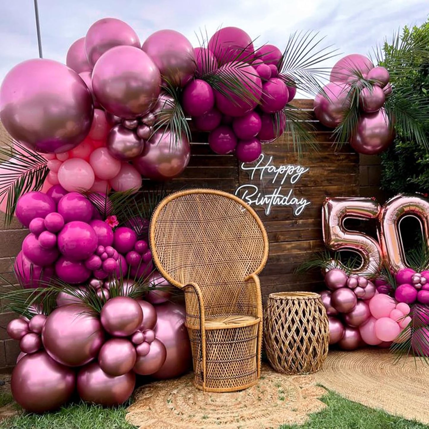 PartyWoo Metallic Pink Balloons - 36 Inch Jumbo Latex Balloons for Birthday & Wedding Decor | 4 Pack
