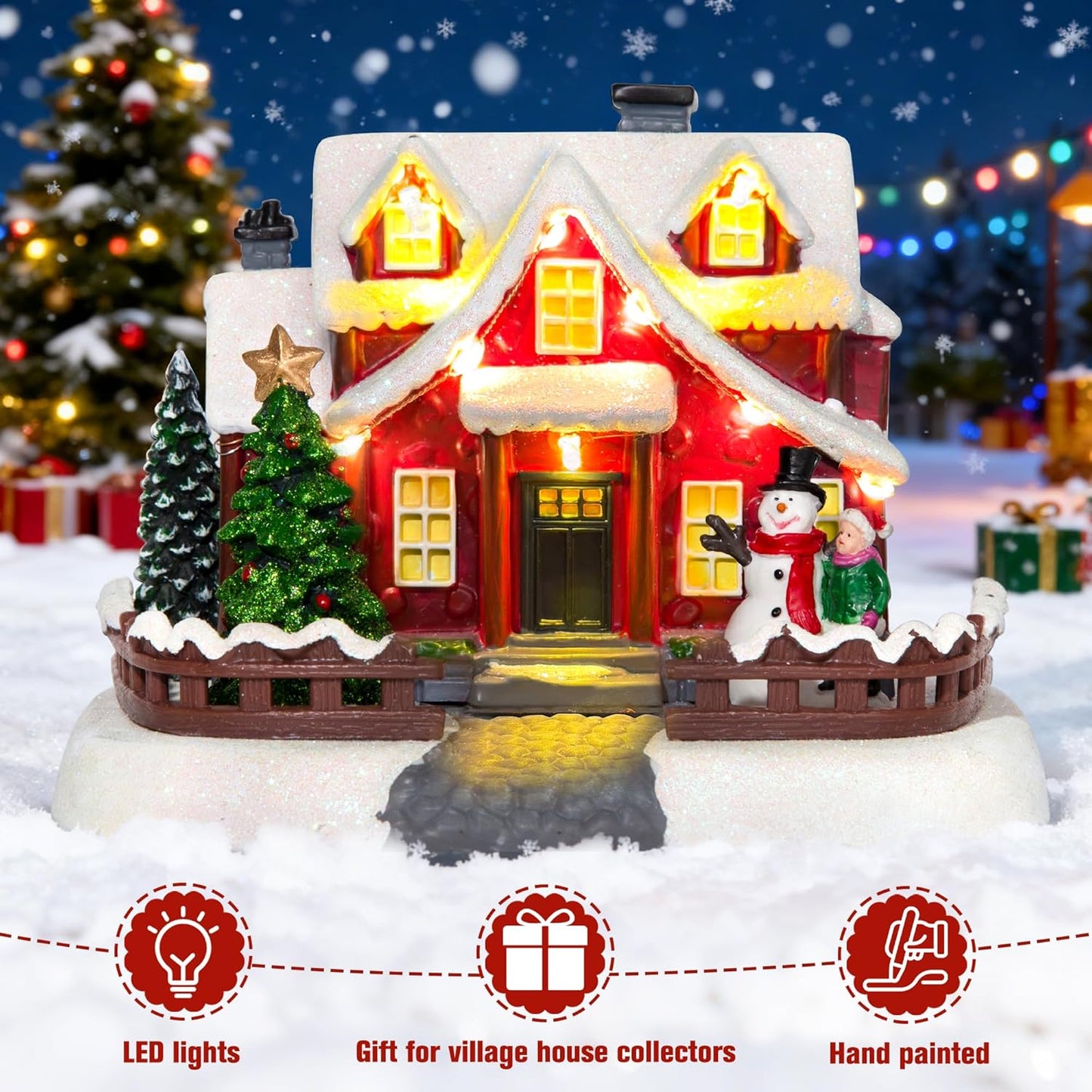 Skiennix LED Lighted Village House - 7 Inch Christmas Decoration for Holiday Home Decor | Collectible Xmas Building