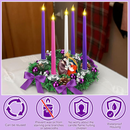 Tioncy 12-Inch Christmas Advent Wreath - Flameless Candle Holder with Remote Control & Berries Decor